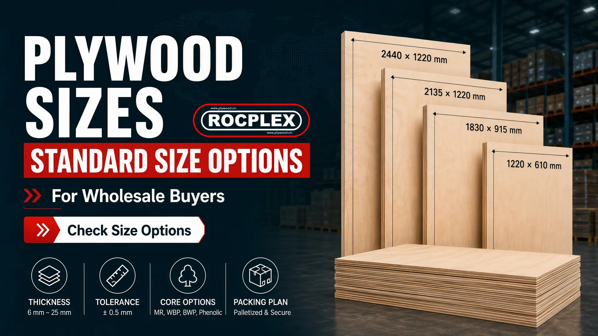 plywood sizes prepared for wholesale buyers and project use