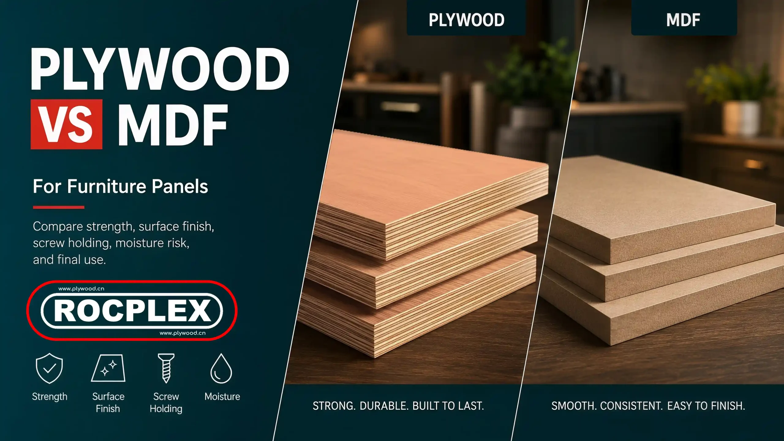 plywood vs MDF comparison for furniture cabinet and interior panels